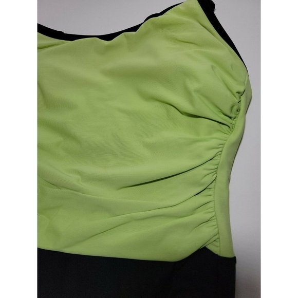 Trimshaper Swimsuit Womens Size 12 One Piece Strappy Green Black Swim Wear Beach - Picture 6 of 12